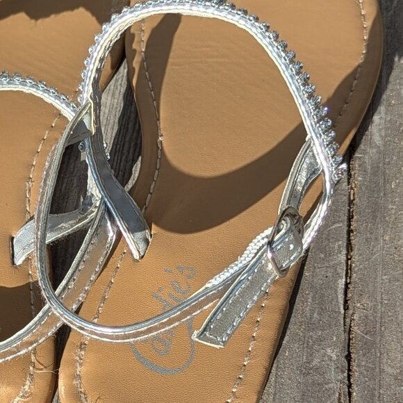 Silver Rhinestone Encrusted Thong Sandals - Picture 5 of 6